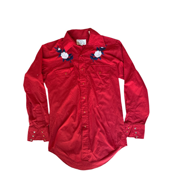 Western Other - Vintage 1980s Silver Spur Red Western Shirt – Pearl Snap Buttons